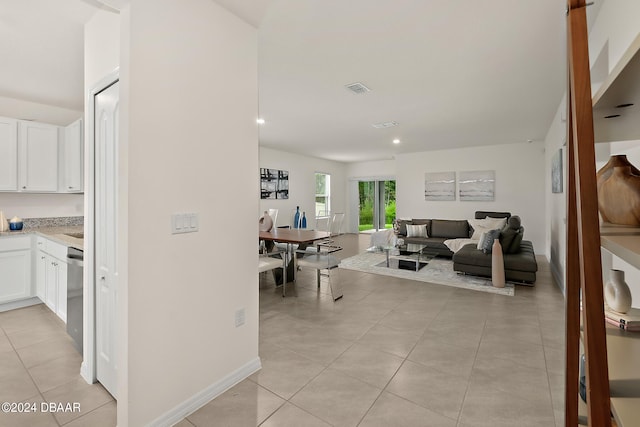 view of tiled living room