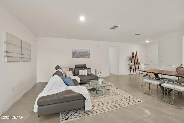 view of tiled living room