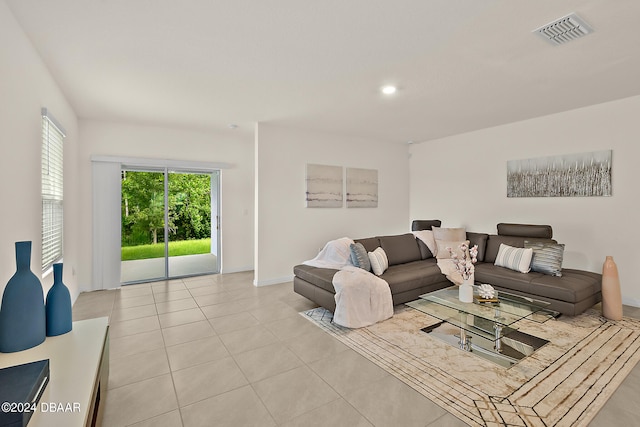 view of tiled living room