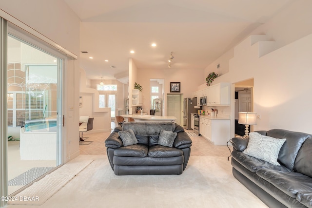 view of tiled living room