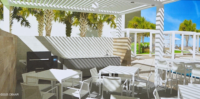3333 S Atlantic Ave Unit 505, Daytona Beach, FL 32118 - view of patio / terrace with a pergola and outdoor dining area