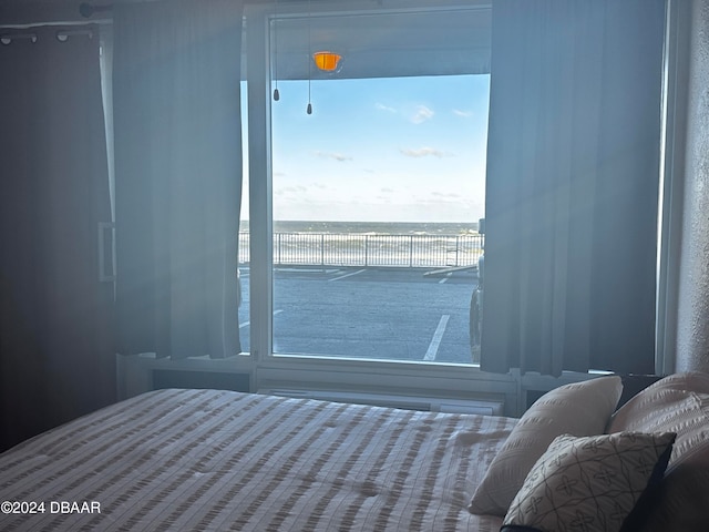 bedroom with a water view