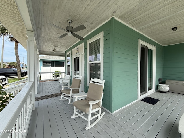 415 Jessamine Ave, New Smyrna Beach, FL 32169 - wooden porch featuring ceiling fan