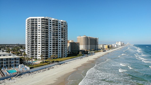 property view of water featuring a view of the beach