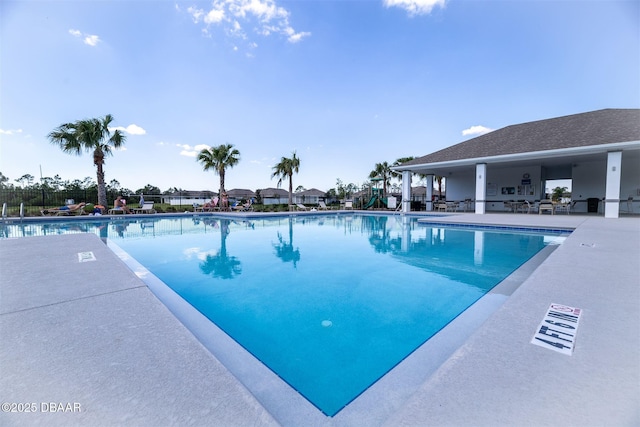 pool featuring a patio area