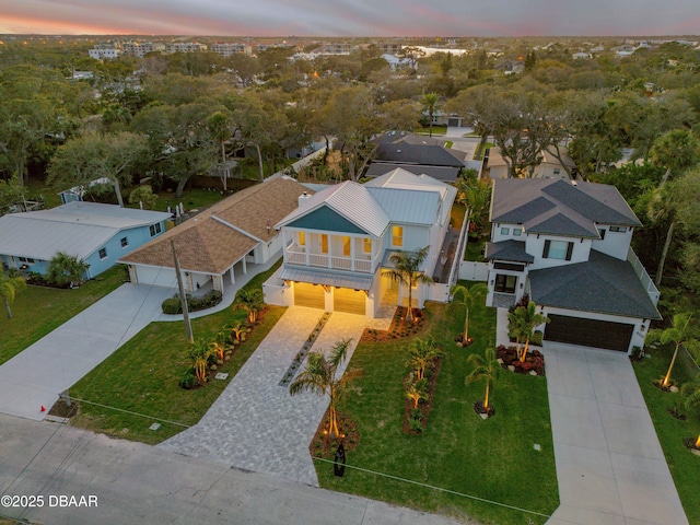 aerial view with a residential view