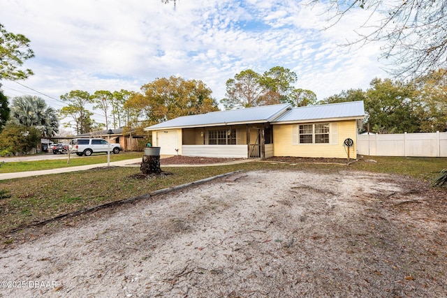 view of single story home