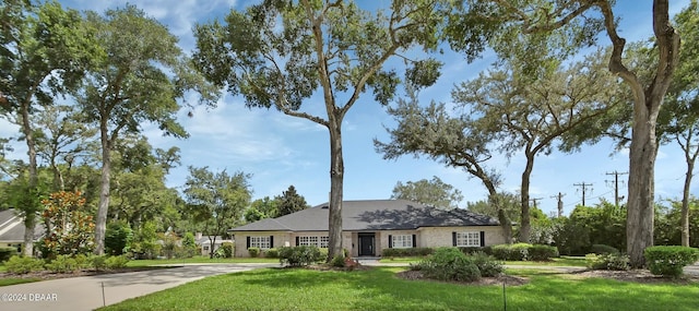 ranch-style home with a front yard