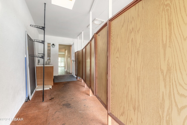 interior space featuring a skylight