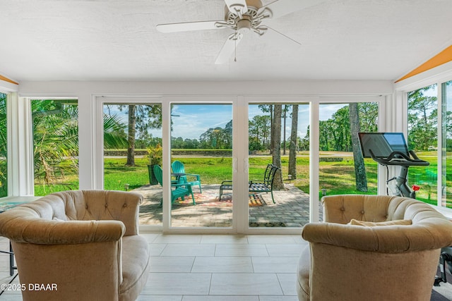 sunroom with tile patterned flooring