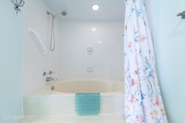3855 S Atlantic Ave Unit 1206B, Daytona Beach Shores, FL 32118 - bathroom with shower / bath combination with curtain and recessed lighting
