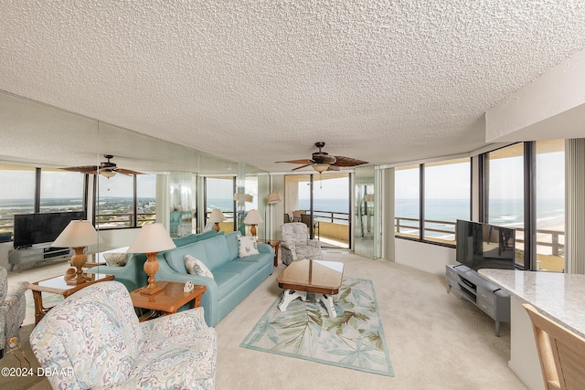 3855 S Atlantic Ave Unit 1206B, Daytona Beach Shores, FL 32118 - sunroom / solarium with a textured ceiling, carpet floors, and plenty of natural light