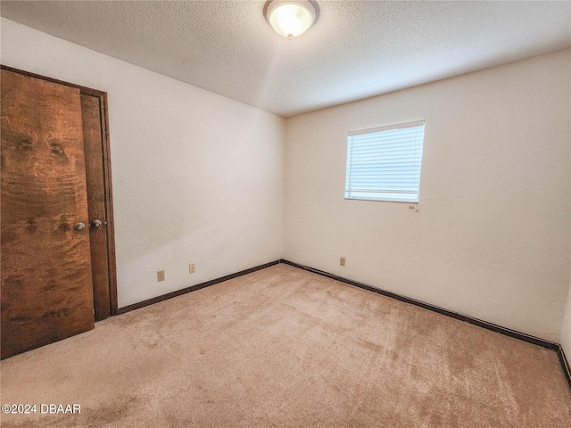 carpeted spare room with a textured ceiling