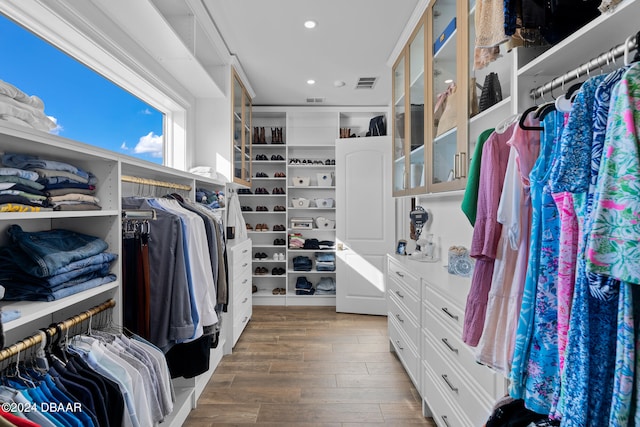 walk in closet featuring hardwood / wood-style floors