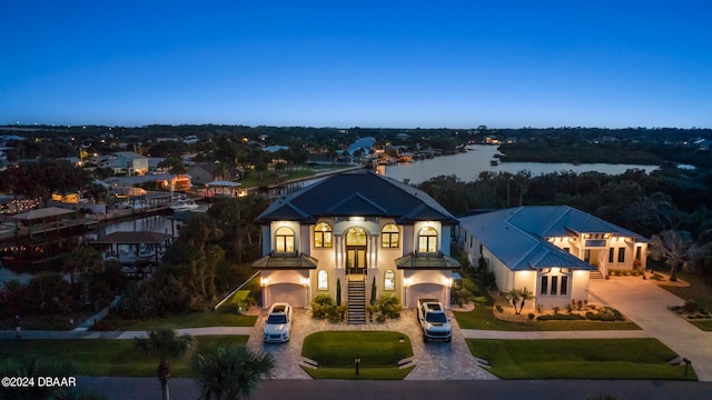 exterior space featuring a water view