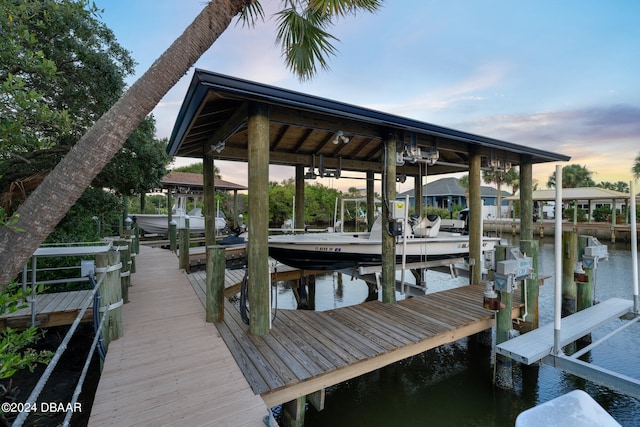 dock area featuring a water view