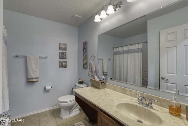61 Levee Ln, Ormond Beach, FL 32174 - full bath featuring vanity, tile patterned flooring, a shower with curtain, and a textured ceiling
