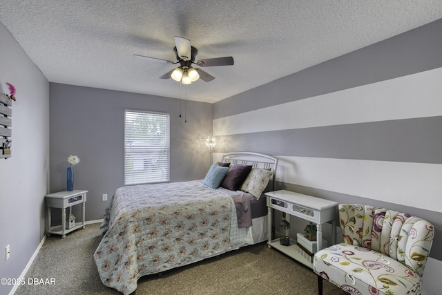 61 Levee Ln, Ormond Beach, FL 32174 - carpeted bedroom with a textured ceiling and a ceiling fan