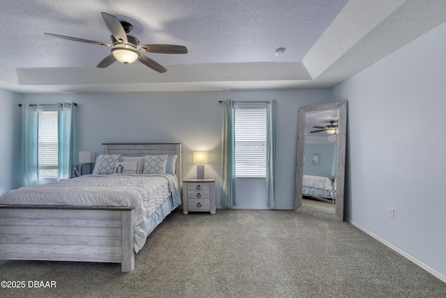 61 Levee Ln, Ormond Beach, FL 32174 - bedroom with a textured ceiling, multiple windows, carpet floors, and ceiling fan