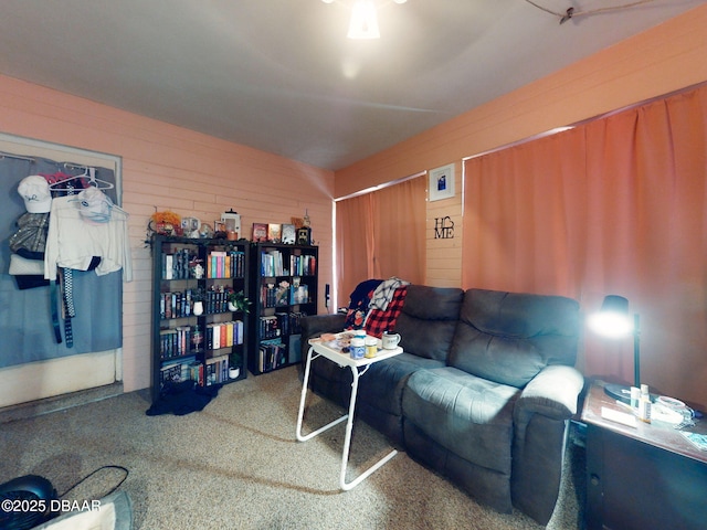 310 Legion Pl, Port Orange, FL 32129 - carpeted living room with wood walls