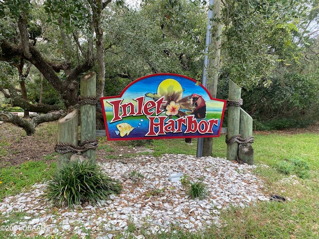 view of community sign