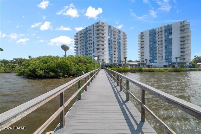 view of dock featuring a water view