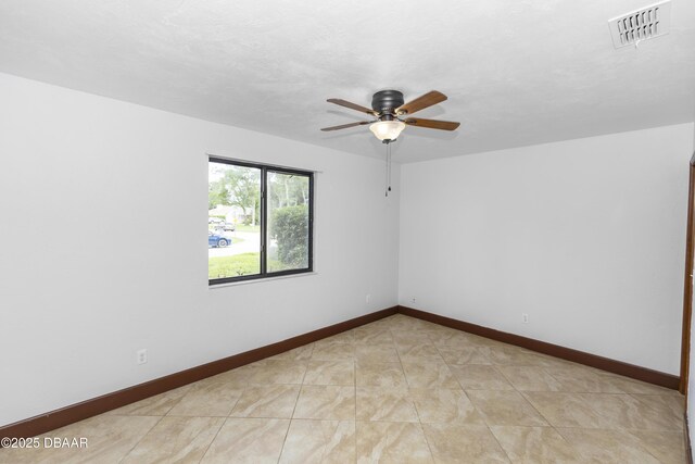 909 Brookside Dr, Ormond Beach, FL 32174 - spare room featuring a ceiling fan and baseboards