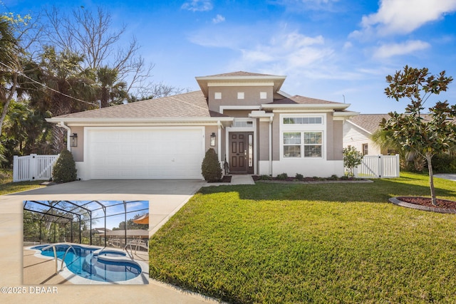 5 Chippeway Ct, Palm Coast, FL 32137 - view of front of property featuring stucco siding, a garage, driveway, and a gate