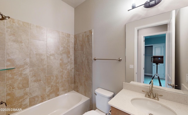 full bathroom featuring vanity, toilet, and shower / bath combination