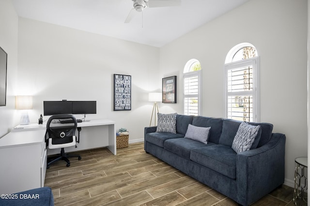 home office featuring ceiling fan