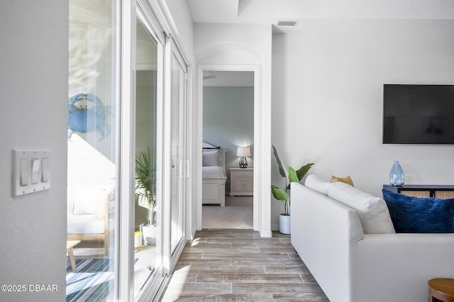 living room featuring light hardwood / wood-style floors