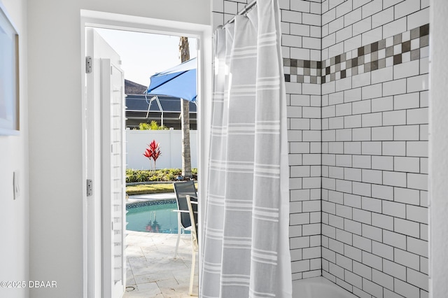 bathroom featuring shower / bath combination with curtain