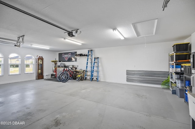 garage with a garage door opener