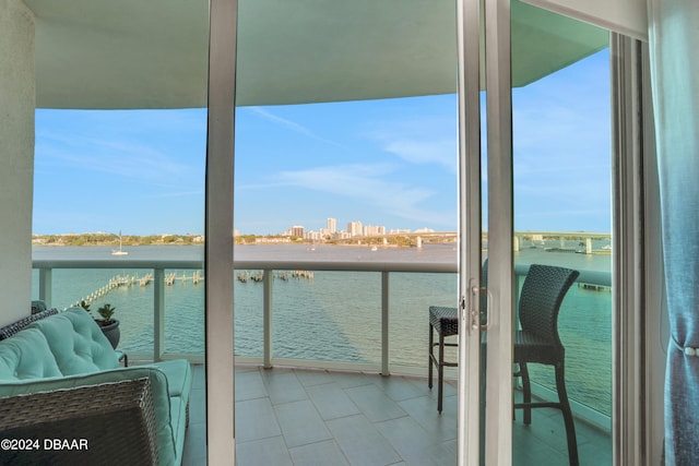 balcony with a water view