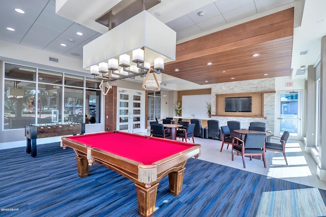 playroom featuring pool table and tile patterned floors