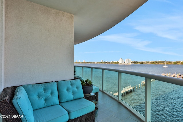 balcony with a water view