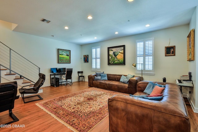 living room featuring hardwood / wood-style floors