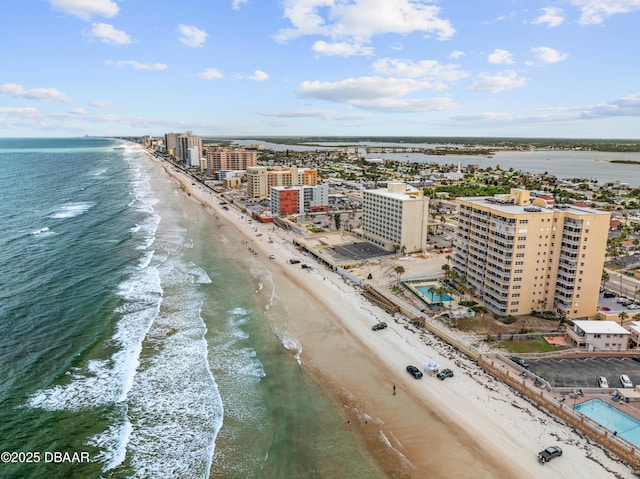 drone / aerial view of unending shoreline