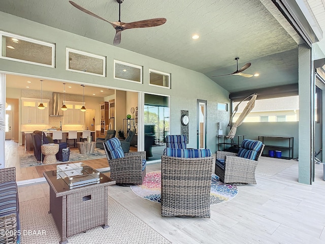 view of patio with ceiling fan