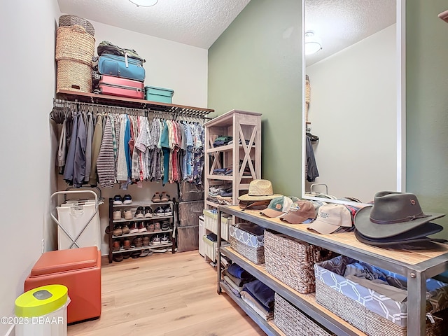 walk in closet featuring wood finished floors