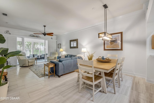 3017 Glin Cir, Ormond Beach, FL 32174 - dining room featuring ornamental molding and ceiling fan