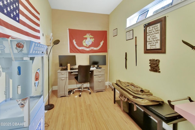 home office featuring light wood-type flooring