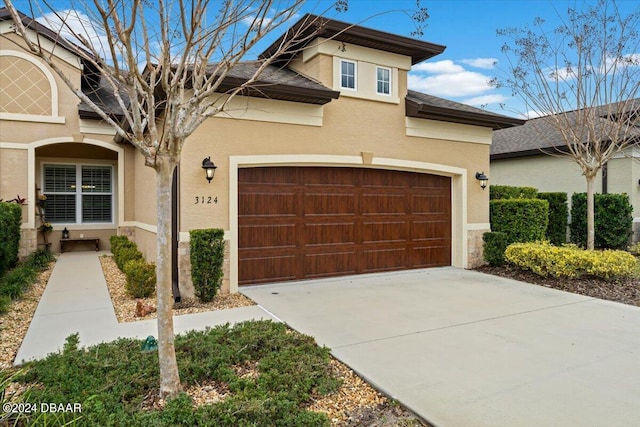 view of front of house with a garage