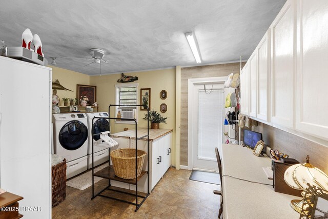 552 Hamlet Dr, Port Orange, FL 32127 - laundry room with washing machine and clothes dryer and a ceiling fan