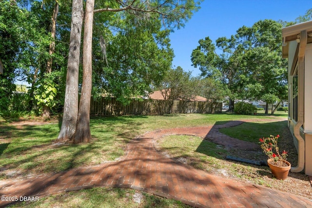 view of yard featuring fence