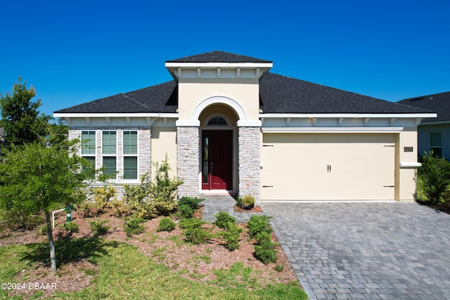 view of front of house with a garage