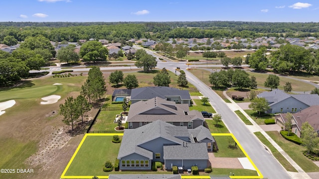 bird's eye view with a residential view and golf course view