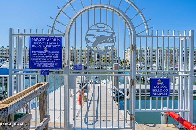 view of dock featuring a water view