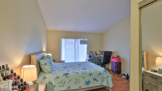 bedroom with a closet and hardwood / wood-style floors