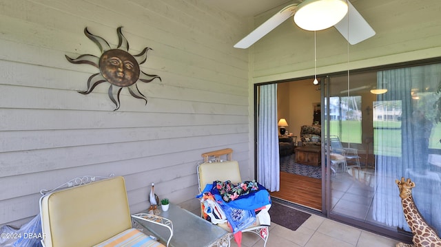 view of patio / terrace featuring ceiling fan